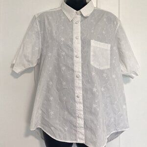 Vintage Signatures By Northern Isle White Embroidery Button Up Shirt Size 12